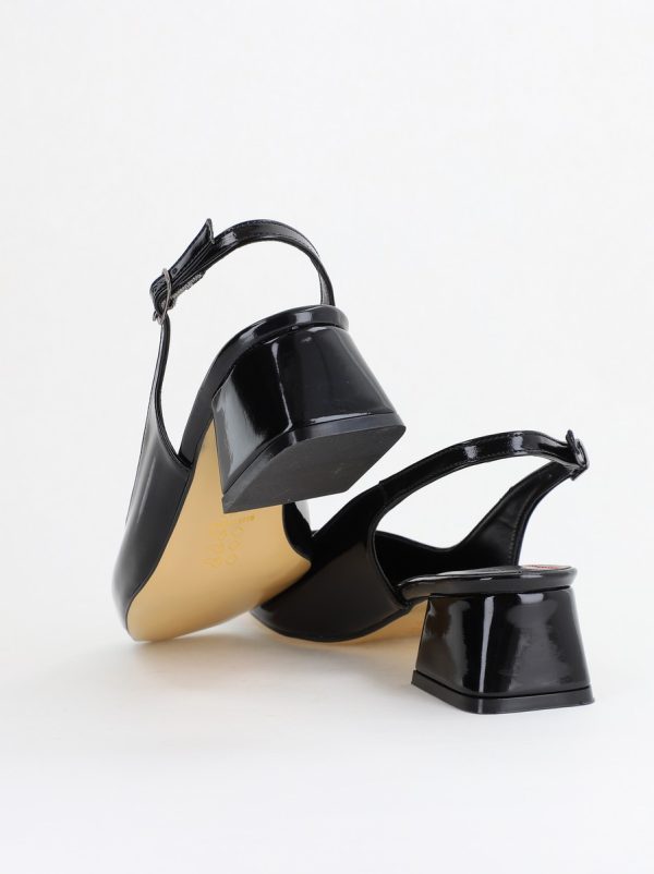 Pantofi Damă cu Toc Gros din Piele Ecologică culoare negru (BS420AY2404139) 126