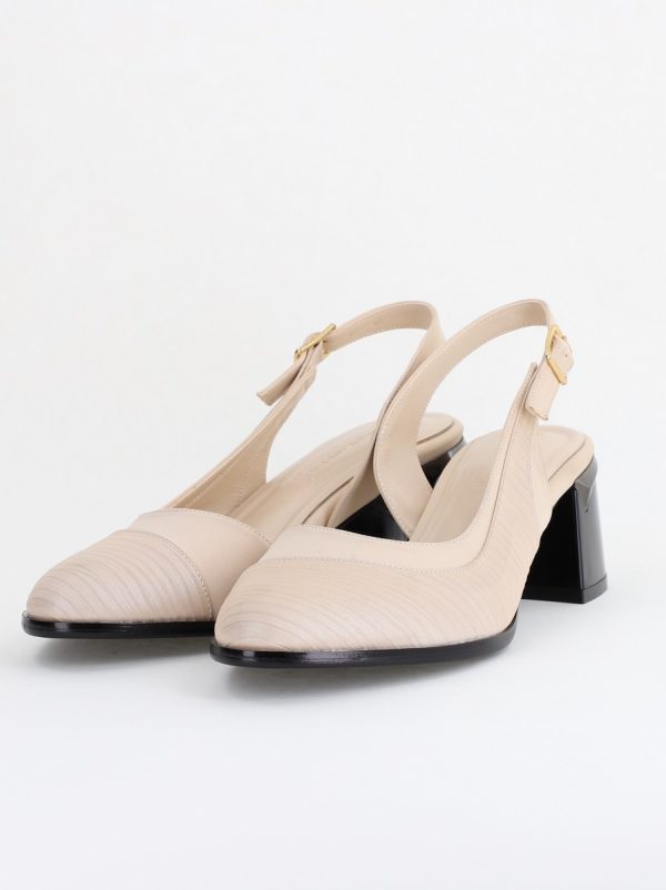 Pantofi Damă cu Toc Gros din Piele Ecologică culoare bej (BS201AY2403872) 122