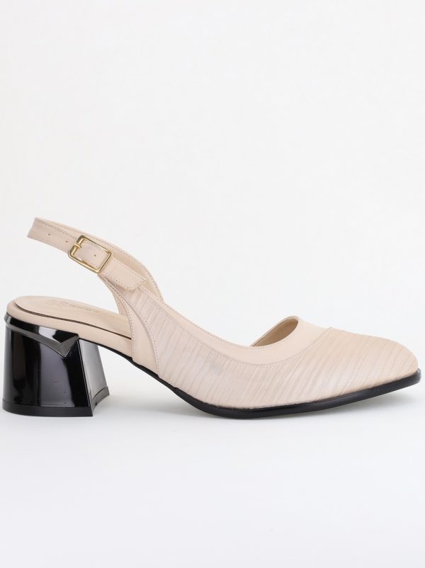 Pantofi Damă cu Toc Gros din Piele Ecologică culoare bej (BS201AY2403872) 123