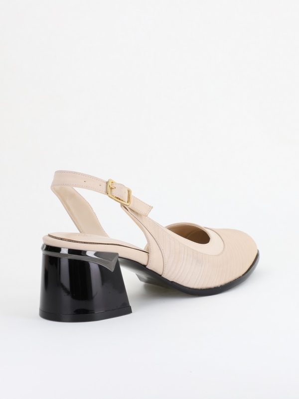 Pantofi Damă cu Toc Gros din Piele Ecologică culoare bej (BS201AY2403872) 125