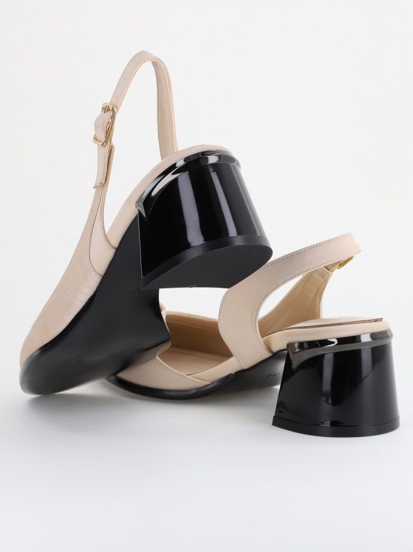 Pantofi Damă cu Toc Gros din Piele Ecologică culoare bej (BS201AY2403872) 120
