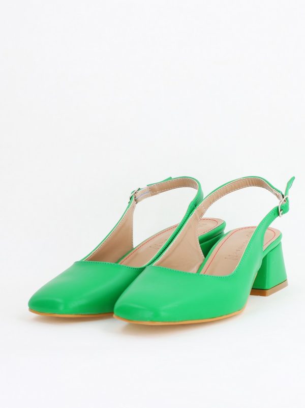 Pantofi Damă cu Toc Gros din Piele Ecologică culoare verde mat (BS420AY2404138) 120