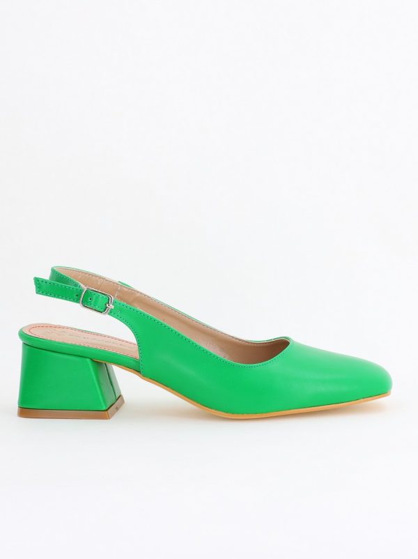 Pantofi Damă cu Toc Gros din Piele Ecologică culoare verde mat (BS420AY2404138) 122