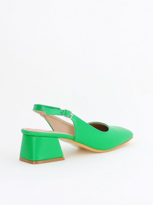 Pantofi Damă cu Toc Gros din Piele Ecologică culoare verde mat (BS420AY2404138) 125