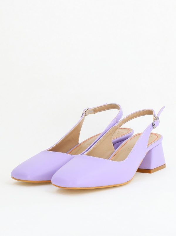Pantofi Damă cu Toc Gros din Piele Ecologică culoare violet (BS420AY2404129) 120
