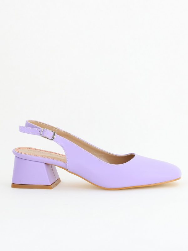 Pantofi Damă cu Toc Gros din Piele Ecologică culoare violet (BS420AY2404129) 122