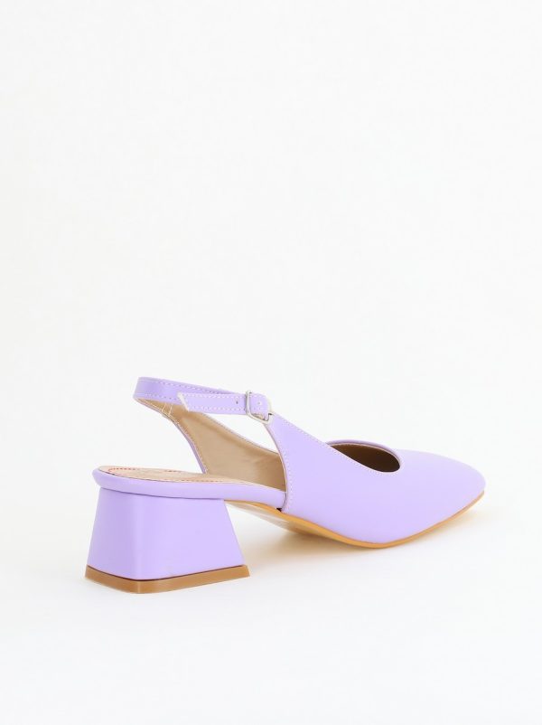 Pantofi Damă cu Toc Gros din Piele Ecologică culoare violet (BS420AY2404129) 125