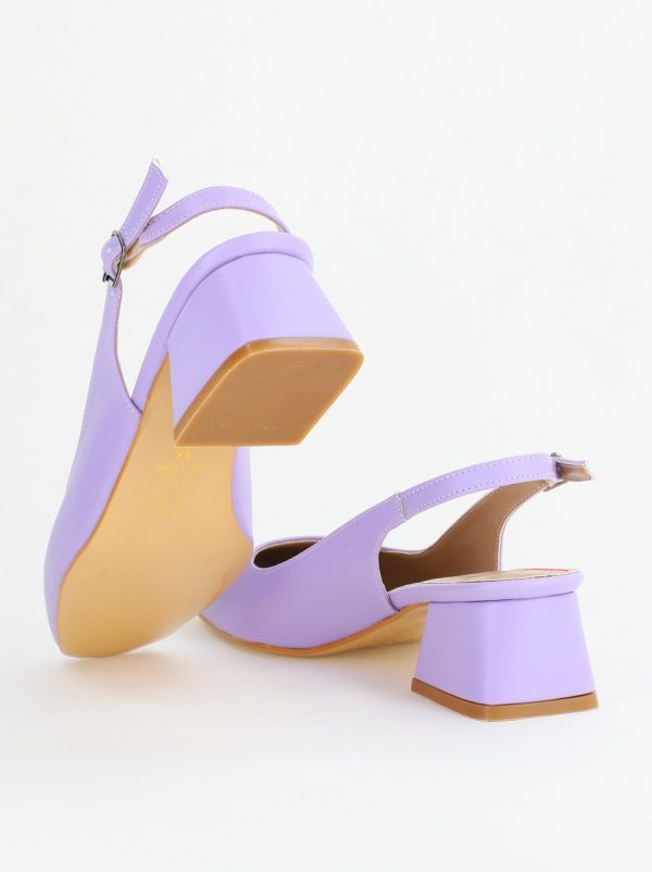 Pantofi Damă cu Toc Gros din Piele Ecologică culoare violet (BS420AY2404129) 126