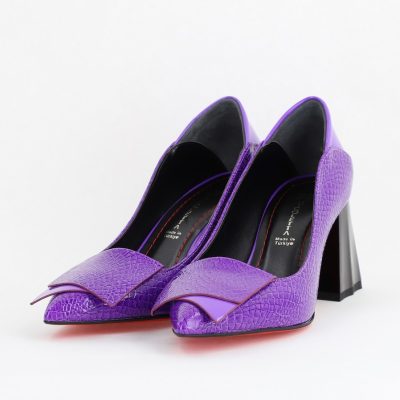 Pantofi Damă cu Toc Gros din Piele Ecologică Mov (BS2002D2404153)