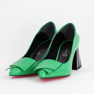 Pantofi Damă cu Toc Gros din Piele Ecologică Verde Benetton (BS2002D2404154)