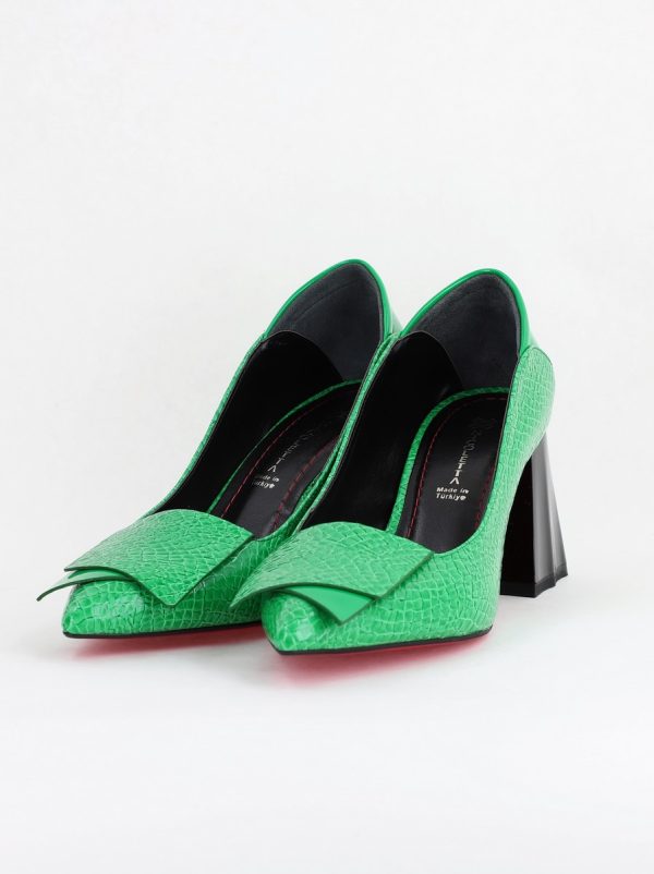 Pantofi Damă cu Toc Gros din Piele Ecologică Verde Benetton (BS2002D2404154) 119