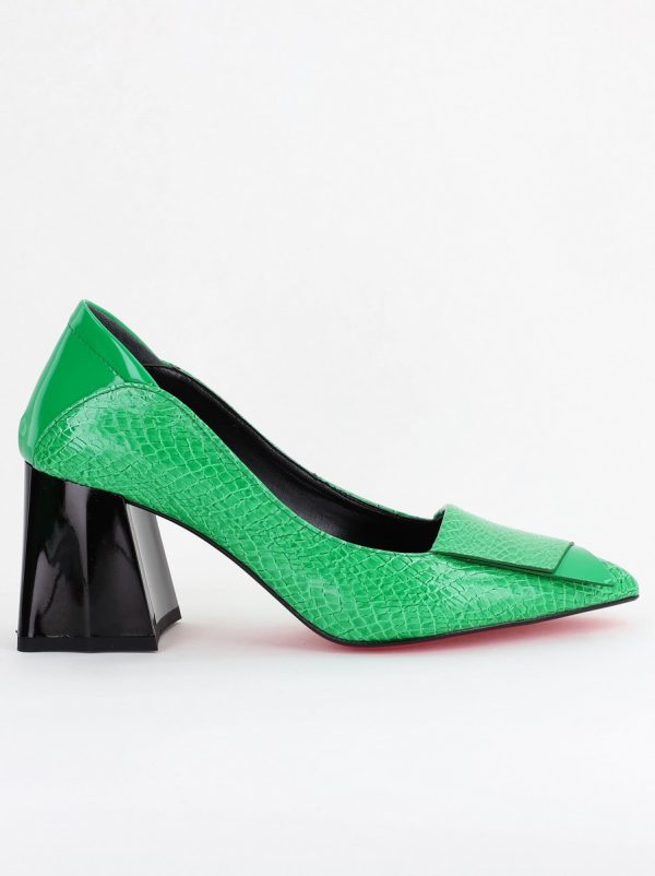 Pantofi Damă cu Toc Gros din Piele Ecologică Verde Benetton (BS2002D2404154) 121