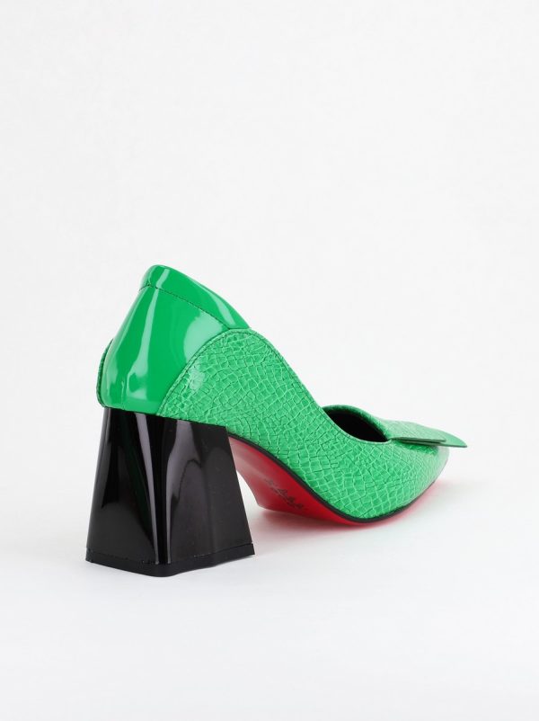 Pantofi Damă cu Toc Gros din Piele Ecologică Verde Benetton (BS2002D2404154) 123