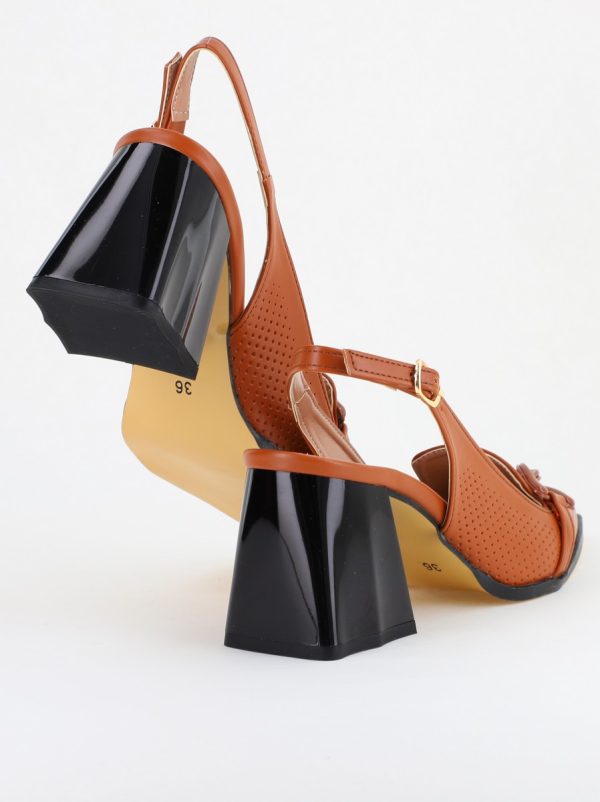 Pantofi Dama cu Toc Gros piele ecologică Maro BS740AY2404169 119
