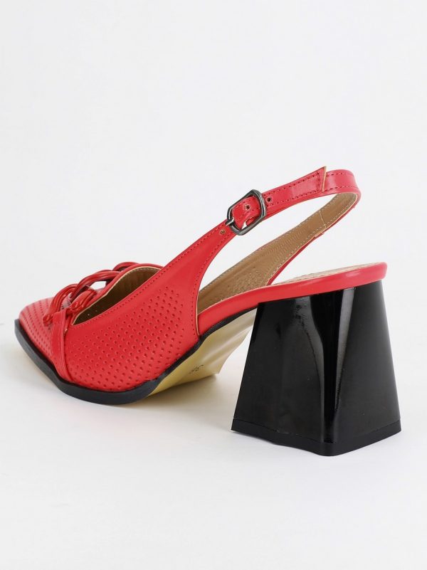 Pantofi Dama cu Toc Gros piele ecologică Roșii BS740AY2404074 121