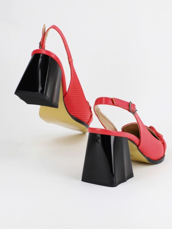Pantofi Dama cu Toc Gros piele ecologică Roșii BS740AY2404074 119