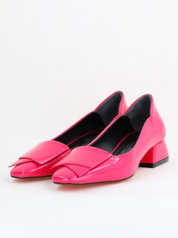 Pantofi Damă cu Toc Jos din Piele Ecologică Fuchsia lac (BS500D2404062) 120