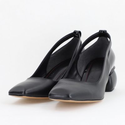 Pantofi Damă cu Toc Jos din Piele Ecologică negru BS071AY2404172