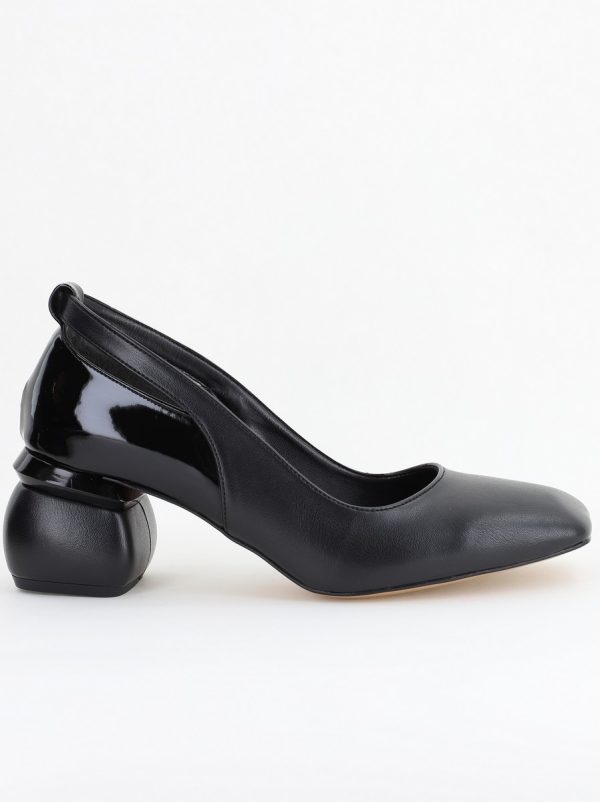 Pantofi Damă cu Toc Jos din Piele Ecologică negru BS071AY2404172 123