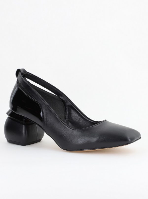 Incaltaminte Dama - Pantofi Damă cu Toc Jos din Piele Ecologică negru BS071AY2404172