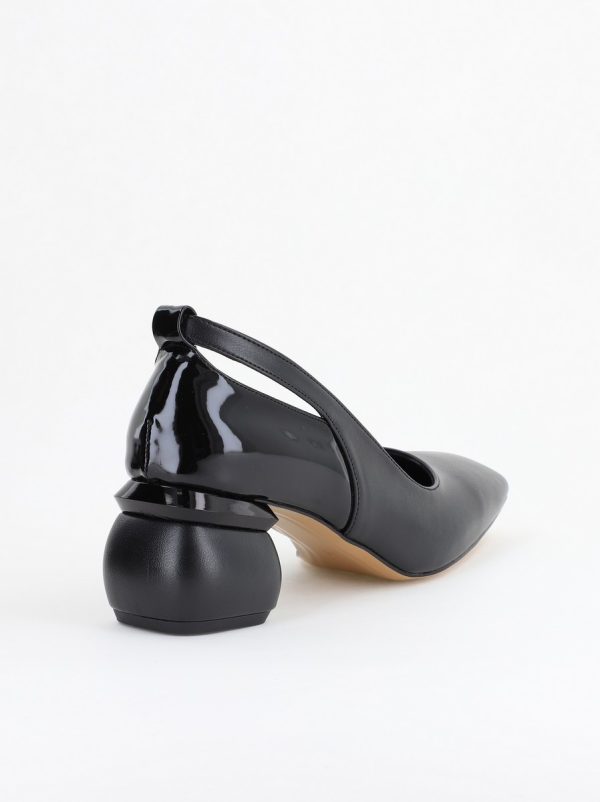 Pantofi Damă cu Toc Jos din Piele Ecologică negru BS071AY2404172 125