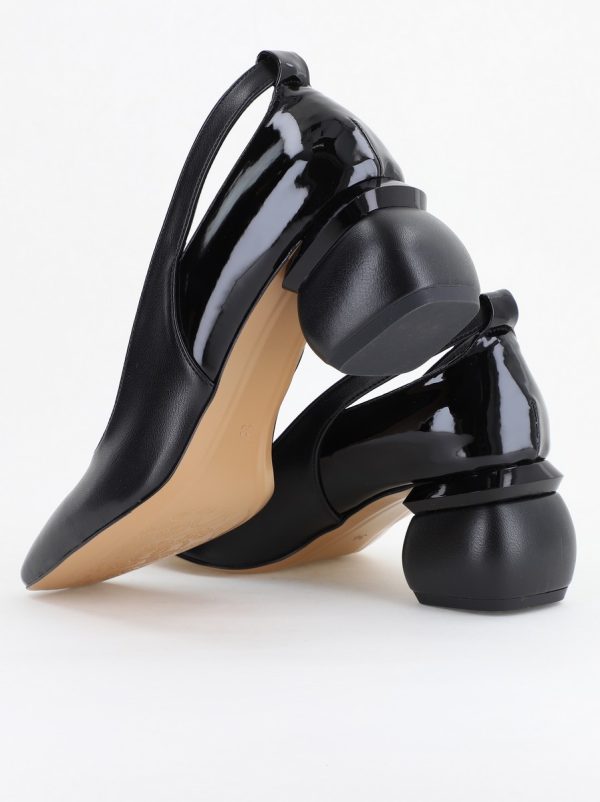 Pantofi Damă cu Toc Jos din Piele Ecologică negru BS071AY2404172 120
