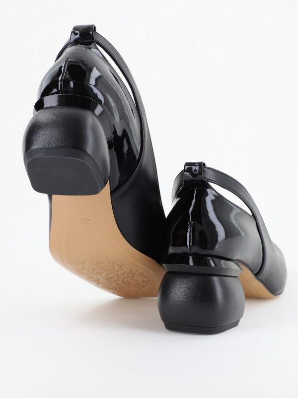 Pantofi Damă cu Toc Jos din Piele Ecologică negru BS071AY2404172 122