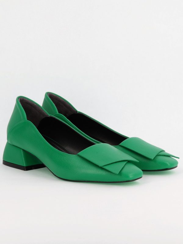 Pantofi Damă cu Toc Jos din Piele Ecologică Verde (BS500D2404044) 122