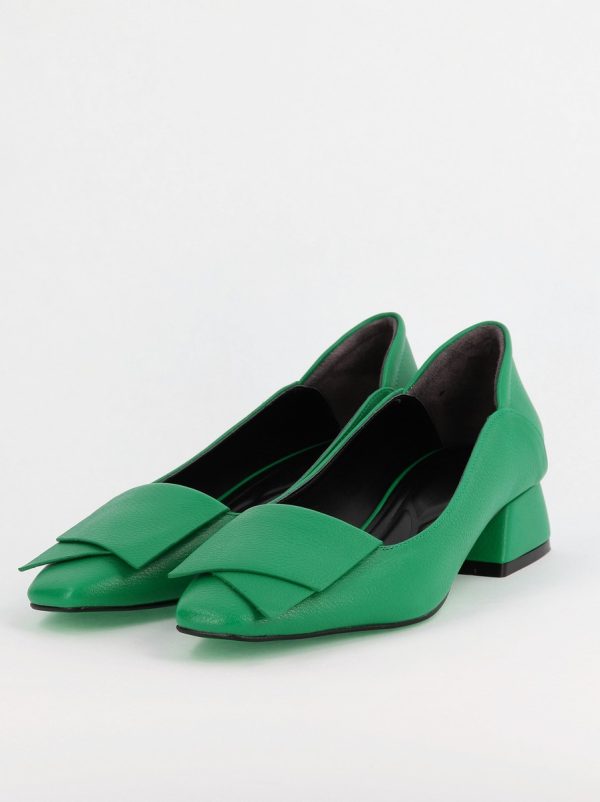 Pantofi Damă cu Toc Jos din Piele Ecologică Verde (BS500D2404044) 120