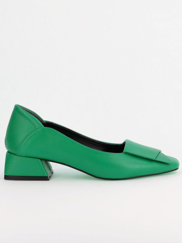 Pantofi Damă cu Toc Jos din Piele Ecologică Verde (BS500D2404044) 123