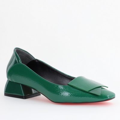 Pantofi Damă cu Toc Jos din Piele Ecologică Verde lac (BS500D2404064)