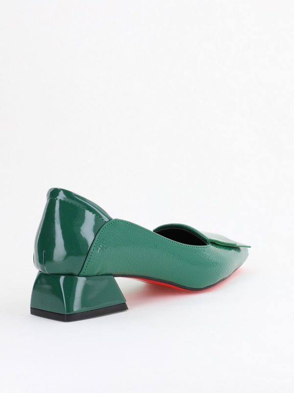 Pantofi Damă cu Toc Jos din Piele Ecologică Verde lac (BS500D2404064) 124