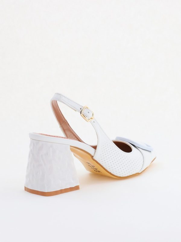 Pantofi Dama decupați cu Toc Piele Ecologica cu perforații alb mat (BS767AY2404028) 126