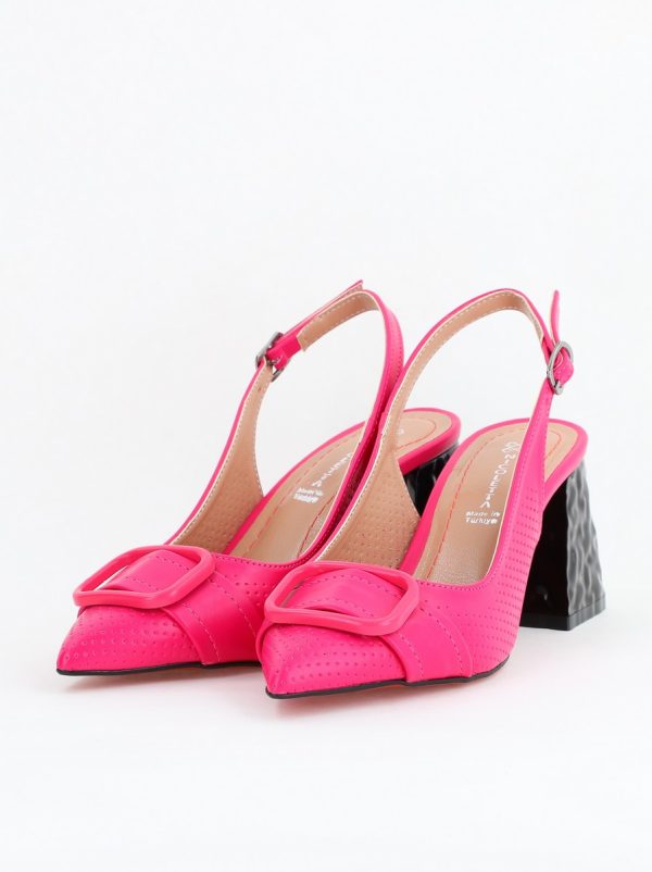 Pantofi Dama decupați cu Toc Piele Ecologica cu perforații Fuchsia (BS767AY2404160) 120