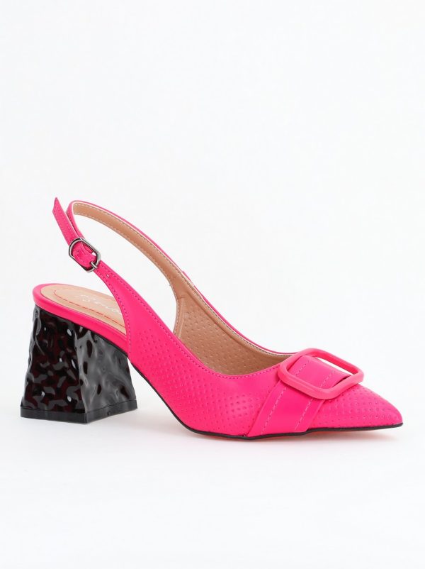 Incaltaminte Dama - Pantofi Dama decupați cu Toc Piele Ecologica cu perforații Fuchsia (BS767AY2404160)