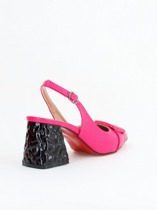 Pantofi Dama decupați cu Toc Piele Ecologica cu perforații Fuchsia (BS767AY2404160) 126