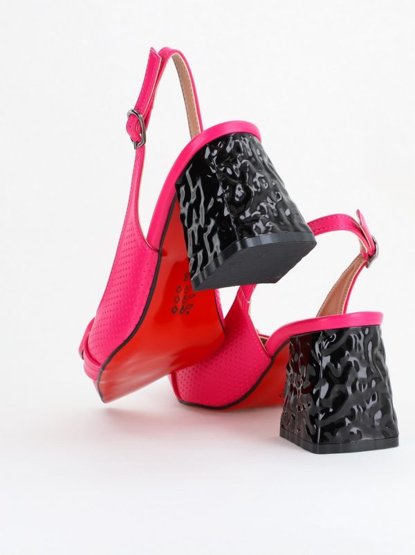 Pantofi Dama decupați cu Toc Piele Ecologica cu perforații Fuchsia (BS767AY2404160) 122