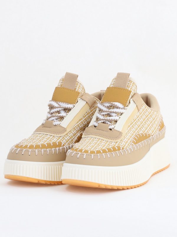 Pantofi damă sport piele ecologică si textil maro deschis (BS288EV2404148) 120