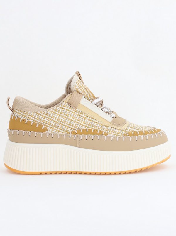 Pantofi damă sport piele ecologică si textil maro deschis (BS288EV2404148) 121