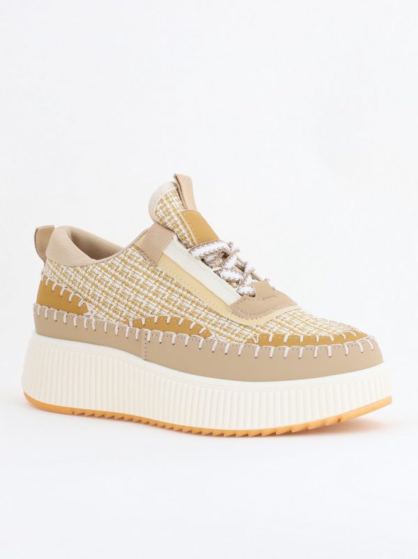 Pantofi Sport Dama - Pantofi damă sport piele ecologică si textil maro deschis (BS288EV2404148)