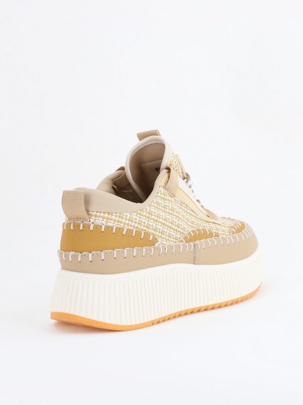 Pantofi damă sport piele ecologică si textil maro deschis (BS288EV2404148) 123