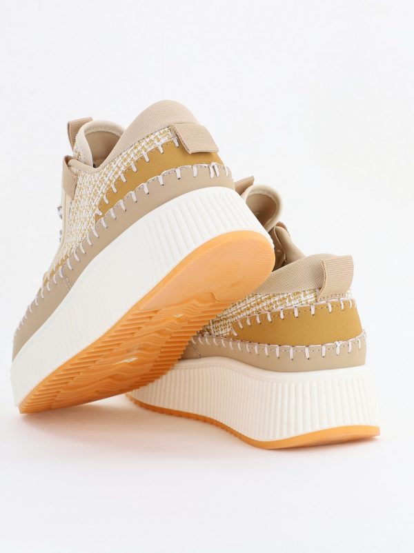 Pantofi damă sport piele ecologică si textil maro deschis (BS288EV2404148) 119