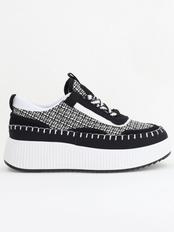 Pantofi damă sport piele ecologică si textil negru cu alb (BS288EV2404149) 120