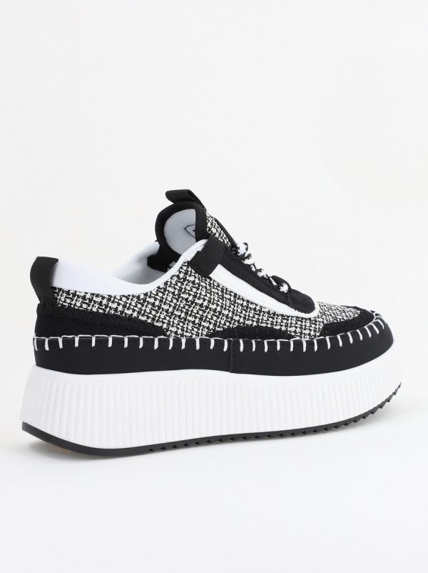 Pantofi damă sport piele ecologică si textil negru cu alb (BS288EV2404149) 122