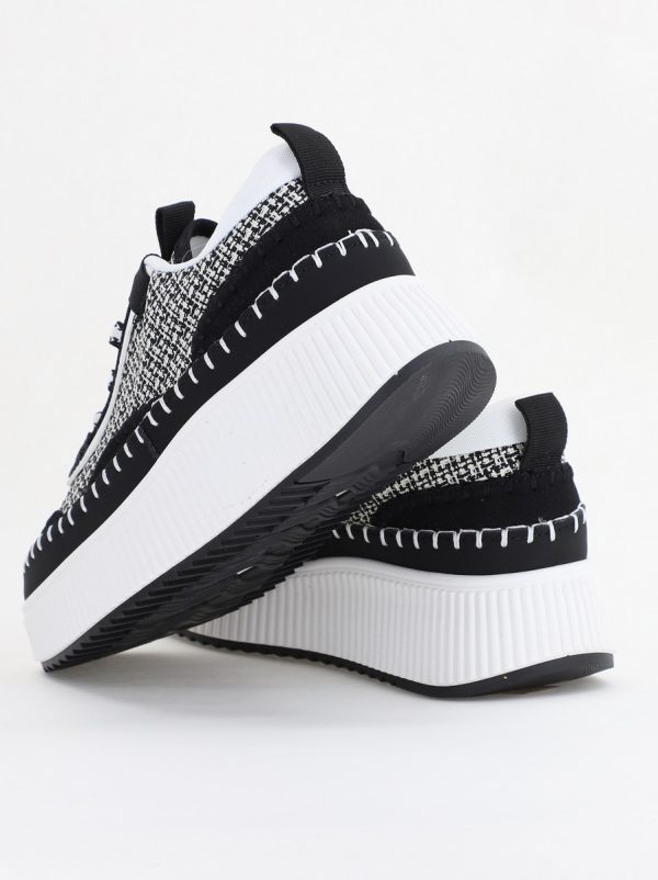 Pantofi damă sport piele ecologică si textil negru cu alb (BS288EV2404149) 119