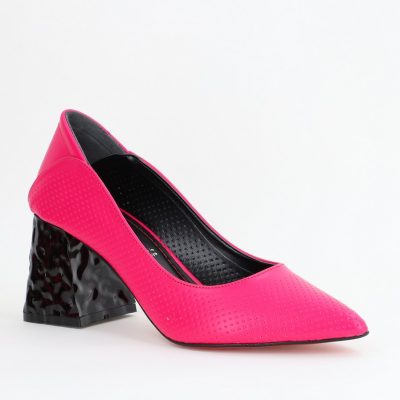 Pantofi Dama Toc Piele Ecologica cu perforații Fuchsia (BS2005D2404072)