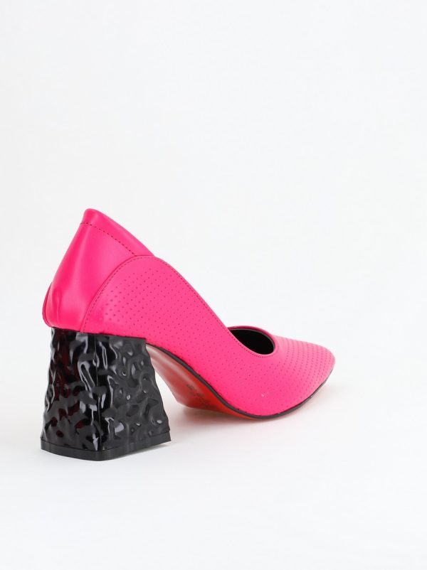 Pantofi Dama Toc Piele Ecologica cu perforații Fuchsia (BS2005D2404072) 126