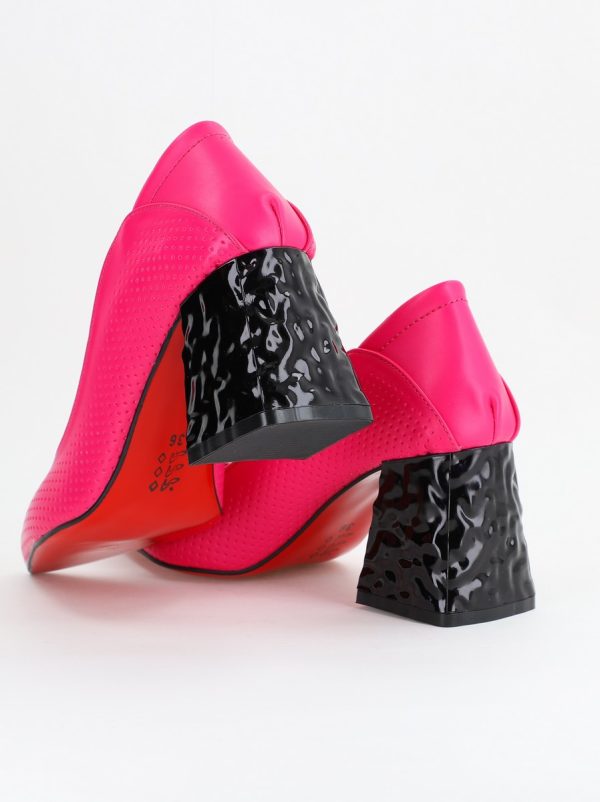 Pantofi Dama Toc Piele Ecologica cu perforații Fuchsia (BS2005D2404072) 127
