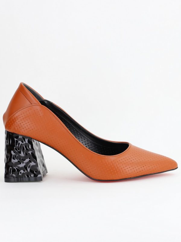 Pantofi Dama Toc Piele Ecologica cu perforații Maro (BS2005D2404073) 122