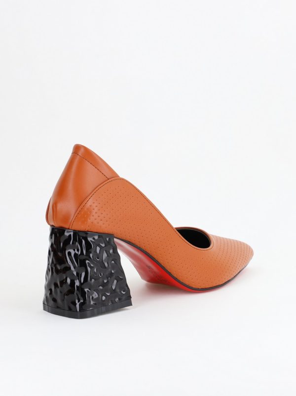 Pantofi Dama Toc Piele Ecologica cu perforații Maro (BS2005D2404073) 125
